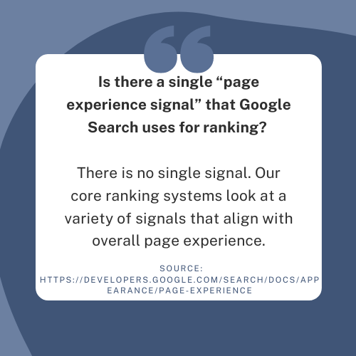 Is there a single “page experience signal” that Google Search uses for ranking_analytics that profit