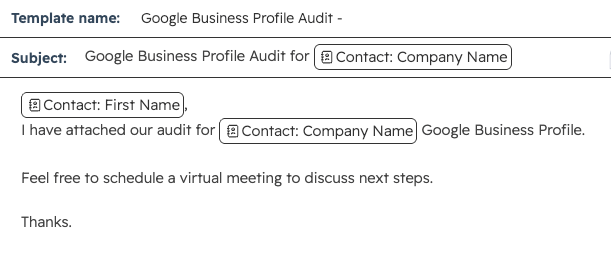 email template in hubspot- phil wiseman-analytics that profit