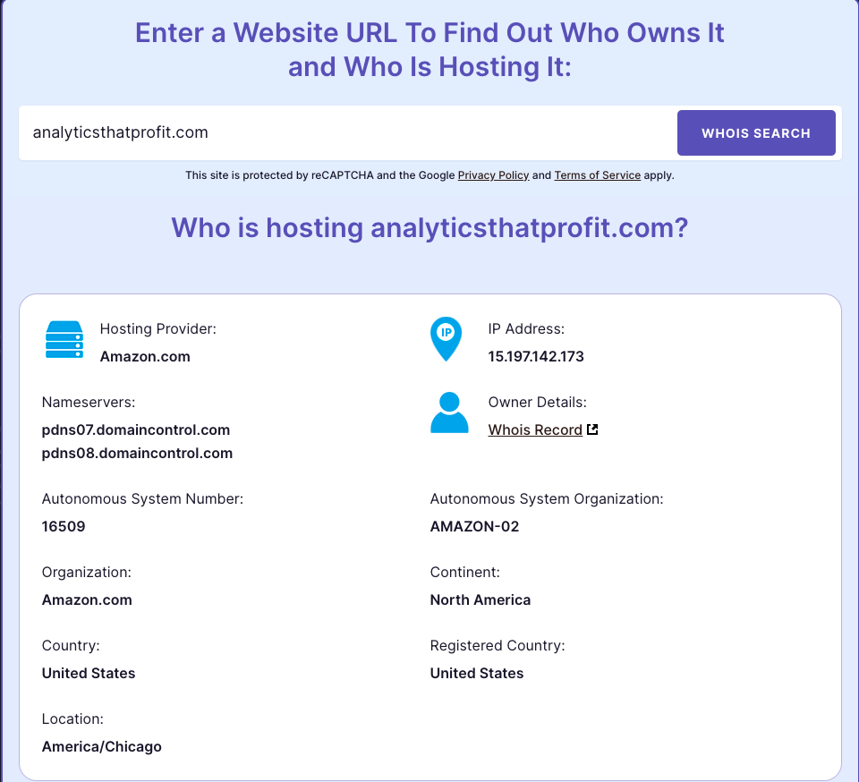 whois hosting my website_analytics that profit