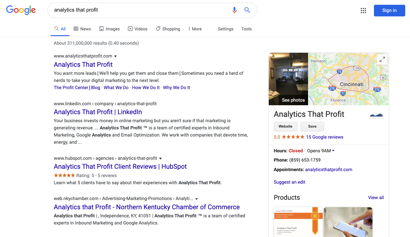 google my business listing_analytics that profit